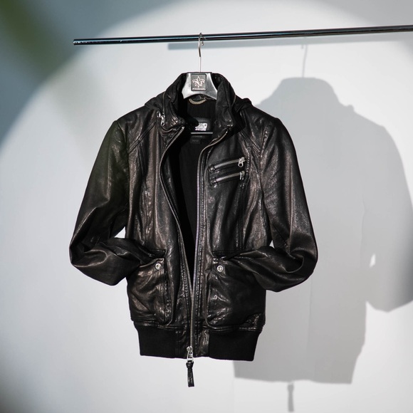 Mackage Leather Jacket with Hood - XS (Excellent Condition) - Picture 1 of 12